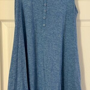 Blue Sleeveless Button-Front Dress